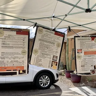 a car parked under a tent