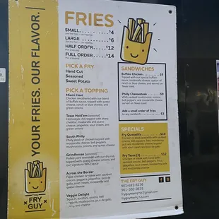a menu for fries