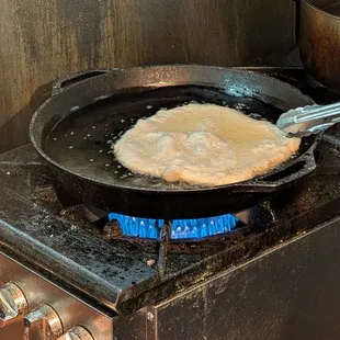 Frybread being cooked