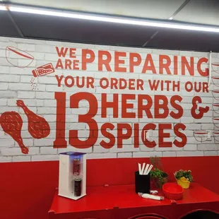 Anyplace serving food that has this on the wall is legit! Waaayyy better than Popeyes!