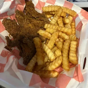 Medium chicken strips and fries