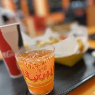 a hot dog and a drink
