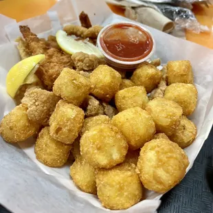 a basket of fried food