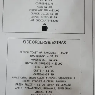 a menu for a restaurant