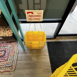 Baskets at the door, be sure to grab one!!