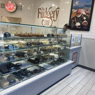 a display case full of pastries