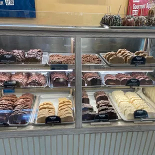 a display case of pastries