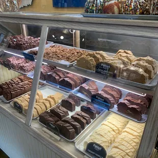 a variety of desserts on display