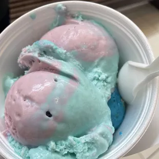 Cotton candy and blue monster