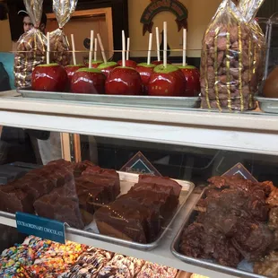 a variety of desserts on display