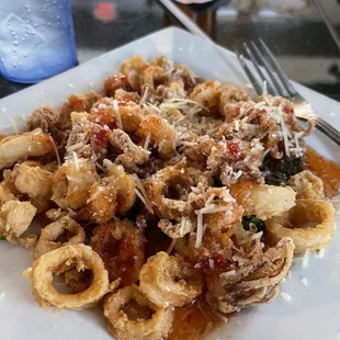 Calamari with a sweet chili sauce.