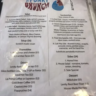 Lunch menu