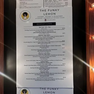 Menu as of Nov. 2023