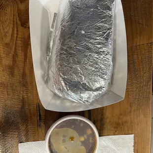 The Big Birria Burrito and bowl of consume