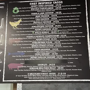 Menu as of 7/15/23