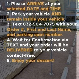 Instructions on how to pick up your order