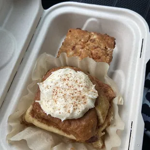 Sweet potato pie roll &amp; bacon pimento scone