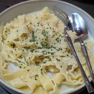 Parmigiano broth campanelle with riccia