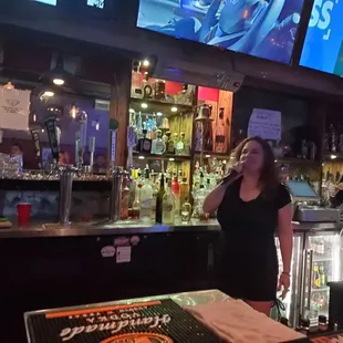 Bartender (singing karaoke)