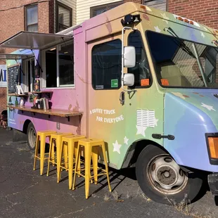 The Galaxy Coffee truck open for business on a sunny day