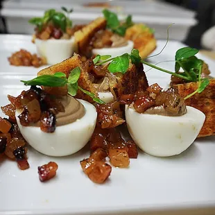 Black Garlic Deviled Eggs