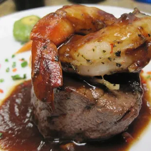 a plate of food with shrimp