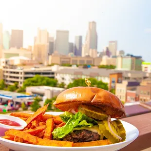 a burger and fries