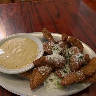 Duck fingers with honey mustard