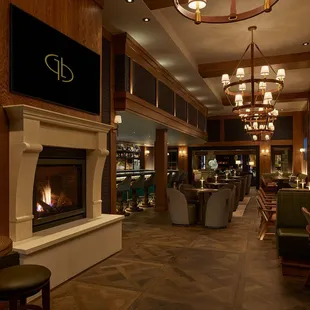 a fireplace in the middle of the room