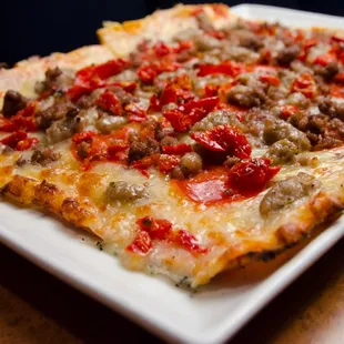 a plate of pizza on a table