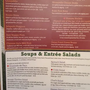 Appetizers soups and salads