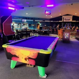 Pool tables and stage area