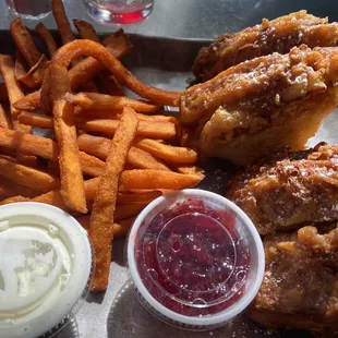 Hatch cristo and Sweet Potato Fries