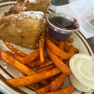 Hatch cristo with Sweet Potato Fries