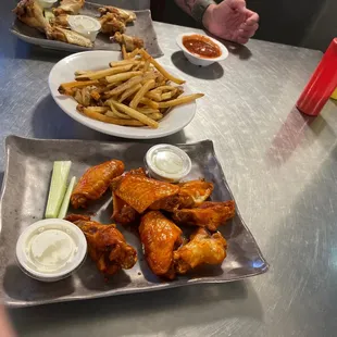 Mild wings with Homemade French Fries