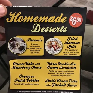 Dessert Menu