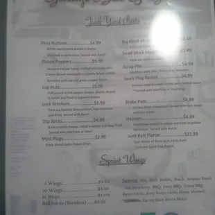 the menu