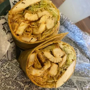 Backfired Buffalo chicken wrap. Not too shabby