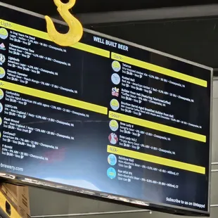 Beer menu