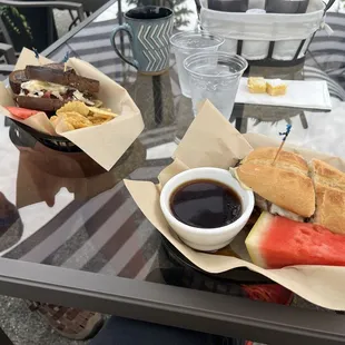 Reuben sandwich and French Dip