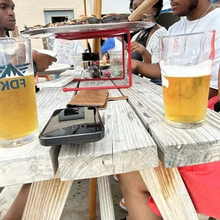 Narrow picnic tables