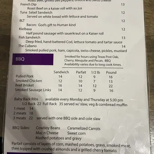 Menu- waitress took before I could snap other side