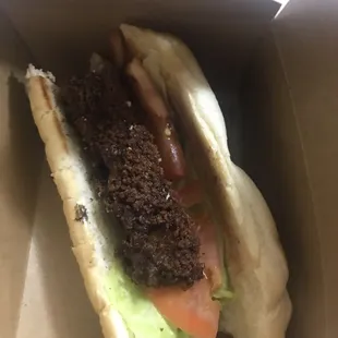 Burnt fish sandwich