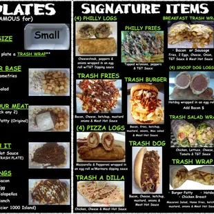 a menu for trash plates