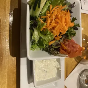 Side Salad, excellent g Blue Cheese dressing