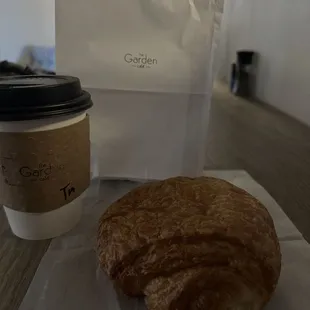 Sourdough chocolate croissant and marshmallow latte