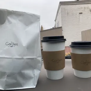 Large latte and small drip