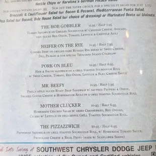 menu
