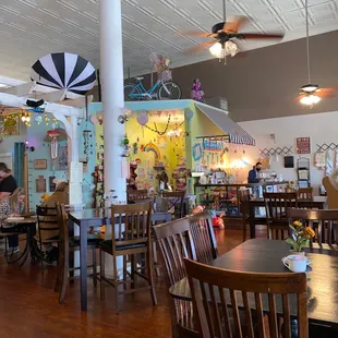 tables and chairs in a restaurant