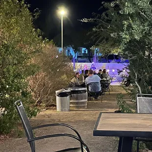 Performers down the pathway